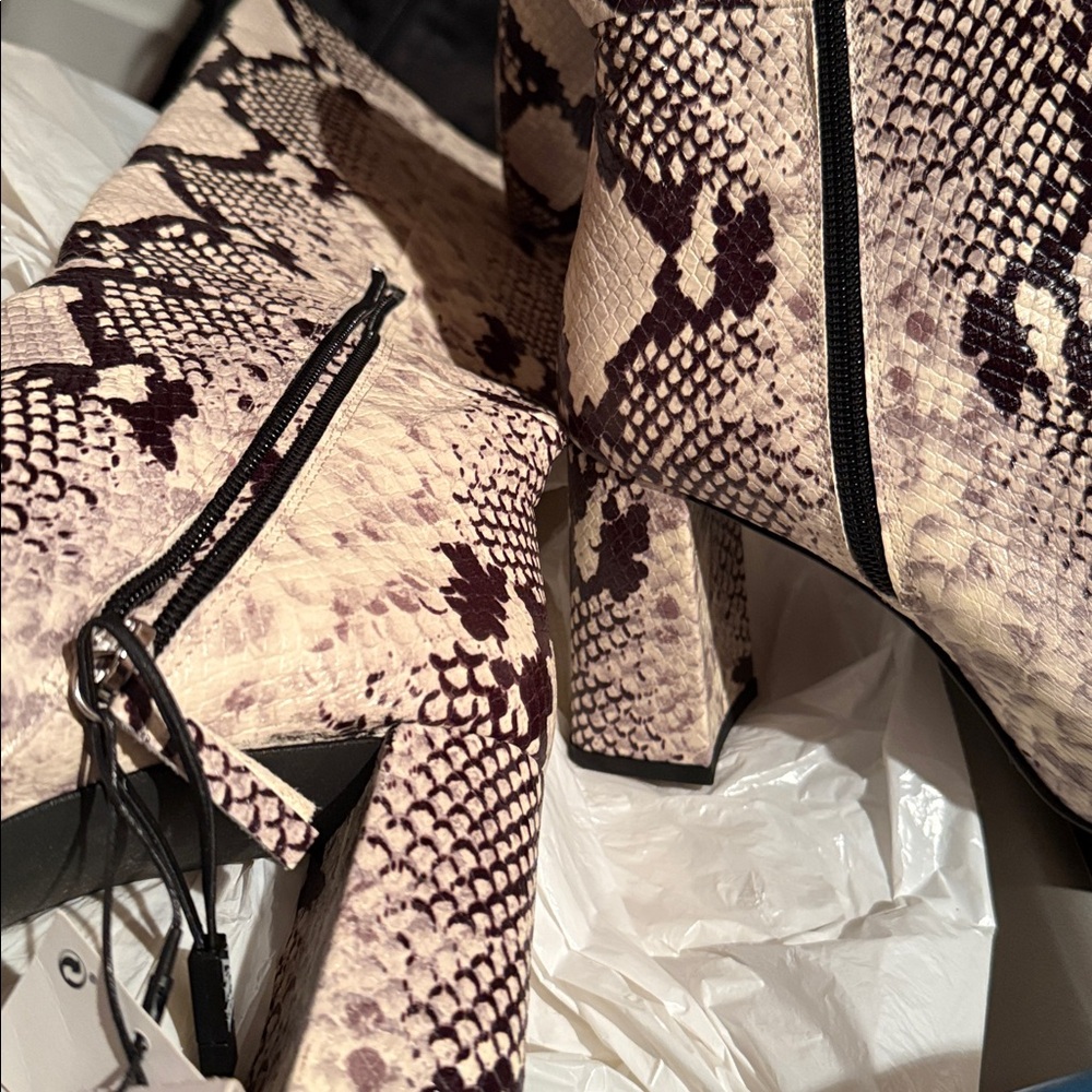 NEW ZARA INNER PLATFORM LEATHER HEELED KNEE HIGH BOOTS size 7.5 - Picture 5 of 5